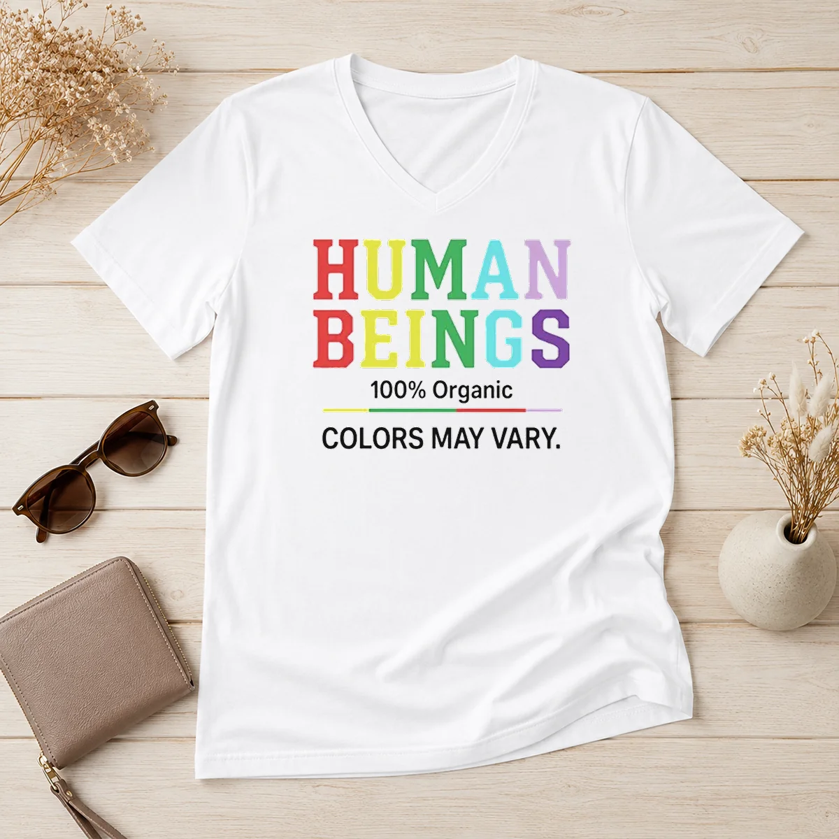 Pretty Human Beings 100 Percent Organic V-Neck Shirt Pretty Human Beings 100 Percent Organic V-Neck Shirt