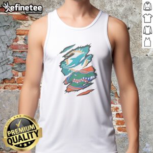 Pretty Miami Dolphins Florida Gators Ripped Skin Effect NFL NCAA Sport tank top featuring a unique ripped skin design.