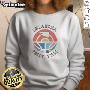 Pretty Oklahoma Pride Yall Rainbow State Map Logo Pride Month Retro Basketball sweatshirt displayed on a neutral background