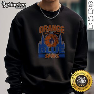 Pretty Orange And Blue Skies New York Knicks Basketball Team Logo Skyline Sweatshirt