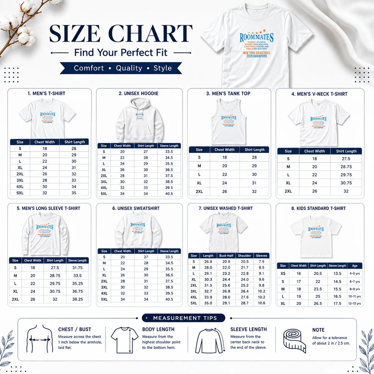 Pretty Roommates Atlanta Philadelphia Cleveland And San Antonio New York Knicks Basketball 2026 C Size Chart Size chart for Pretty Roommates Atlanta Philadelphia Cleveland And San Antonio New York Knicks Basketball 2026 C with measurements in inches and cm
