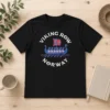 Pretty Viking Row Norway Ship with Norwegian Flag Sail and Soccer Balls Along the Side t shirt front view