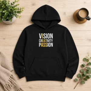 Pretty Vision Creativity Passion I Eat Ass Funny Hoodie in black, featuring bold white text on front