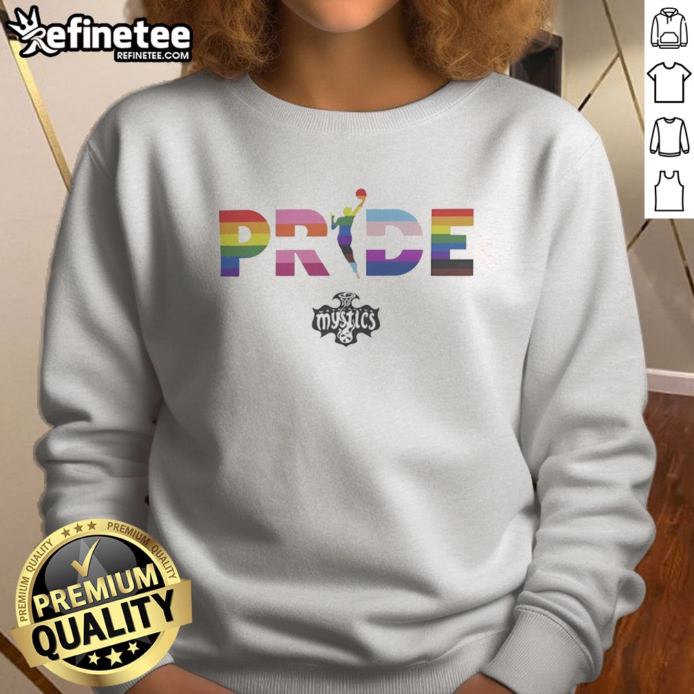 Pretty Washington Mystics 2026 WNBA Pride LGBT Flag t shirt on Sweatshirt Pretty Washington Mystics 2026 WNBA Pride LGBT Flag t shirt shown as a sweatshirt preview