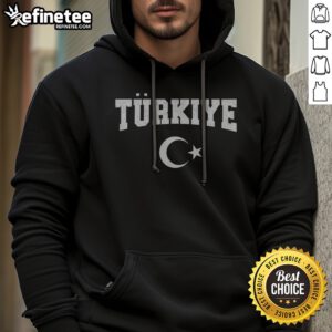 TüRkiye Crescent Moon Star Bold Distressed Arch Text Fan Hoodie in black with bold distressed arch text and crescent moon star design