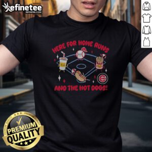 Top Here For Home Runs And The Hot Dogs Chicago Cubs MLB Mascot Cartoon Food t-shirt featuring a fun design