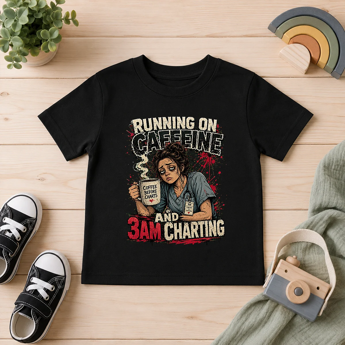 3AM Charting Nurse Caffeine Burnout Streetwear Kids T-Shirt