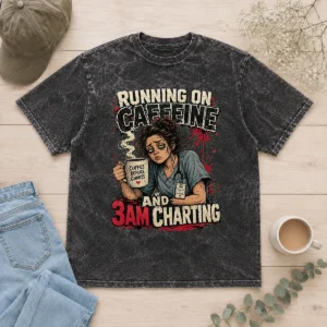3AM Charting Nurse Caffeine Burnout Streetwear Washed T-Shirt