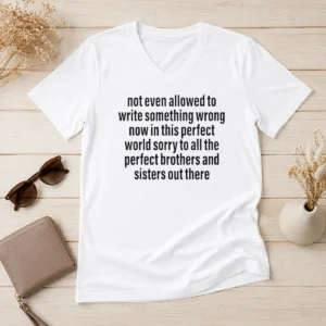 Awesome Not Even Allowed To Write Something Wrong Now In This Perfect World Sorry V-Neck Shirt