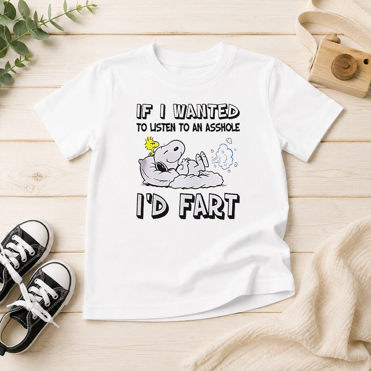 Awesome Snoopy If I Wanted To Listen To An Asshole I'D Fart Kids T-Shirt