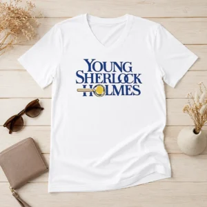 Funny Young Sherlock Holmes Movie Logo 1985 Film V-Neck Shirt
