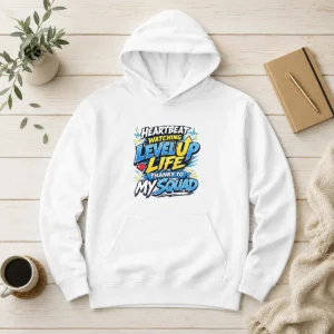 Heartbeat Watching Level Up Life Squad Anime Shirt for Gamers Hoodie