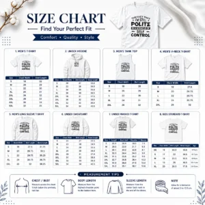 Size chart for Hot Official Sarcastic Humor Tee with measurements in inches and cm