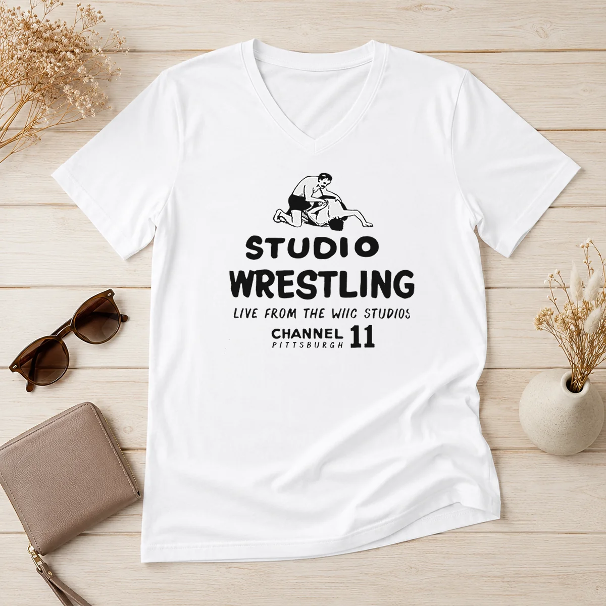 Hot Studio Wrestling Live From The V-Neck Shirt Hot Studio Wrestling Live From The V-Neck Shirt