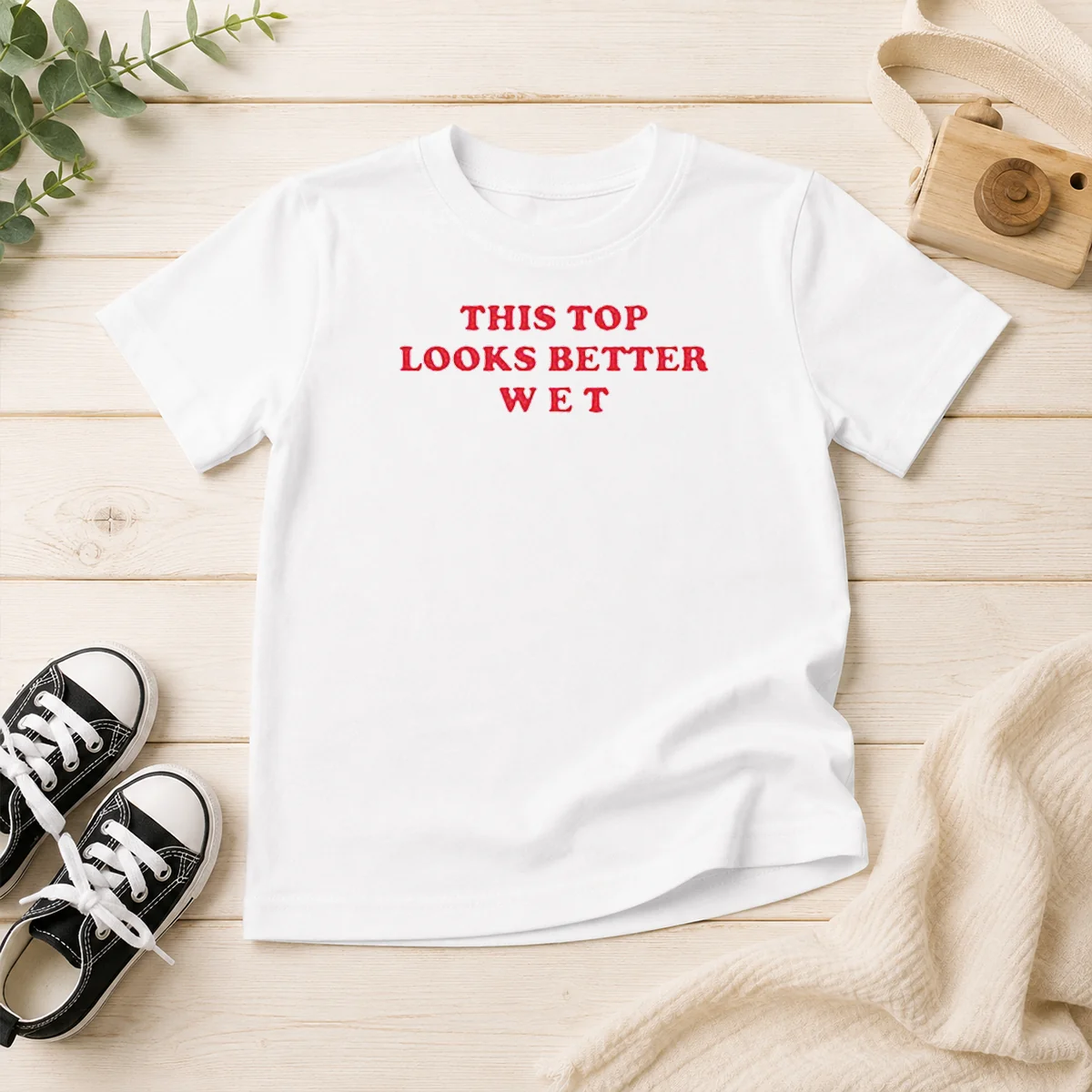Hot This Top Looks Better Wet Kids T Shirt in bright colors for children, short sleeve cotton tee