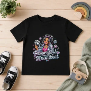 Joyful Dog Mom Pawprints Heartbeat Y2K Kids T-Shirt