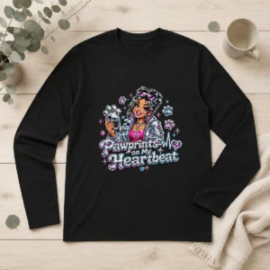 Joyful Dog Mom Pawprints Heartbeat Y2K Long Sleeve Shirt