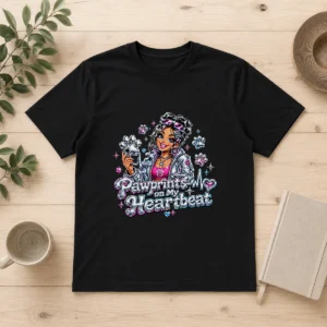 Joyful Dog Mom Pawprints Heartbeat Y2K Shirt