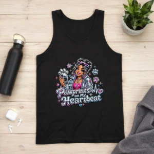 Joyful Dog Mom Pawprints Heartbeat Y2K Tank Top