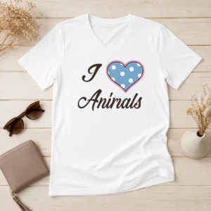 Nice I Love Animals V-Neck Shirt