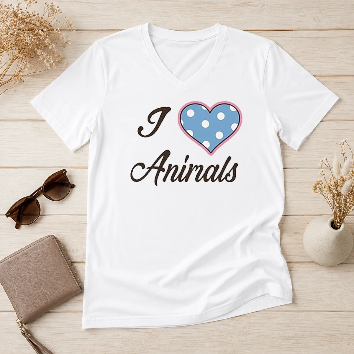 Nice I Love Animals V-Neck Shirt Nice I Love Animals V-Neck Shirt