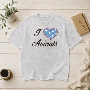Nice I Love Animals Washed T-Shirt