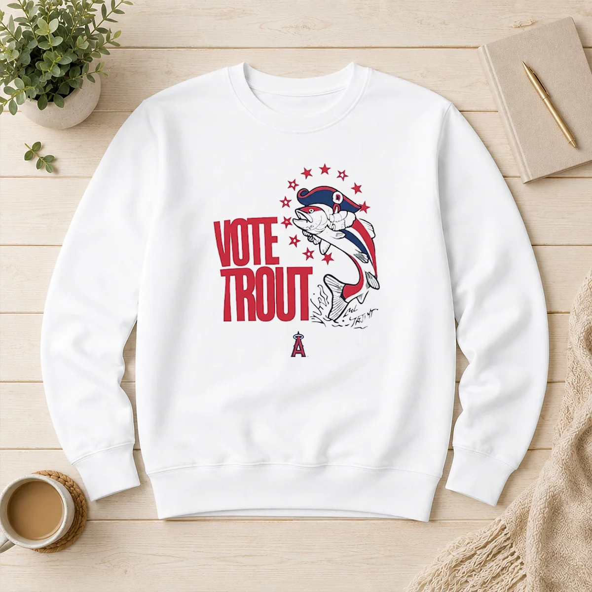 Nice Trout Signature Vote For Mike Trout Angels Sweater