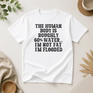 Original The Human Body Is Roughly 60 Percent Water I'M Not Fat I'M Flooded