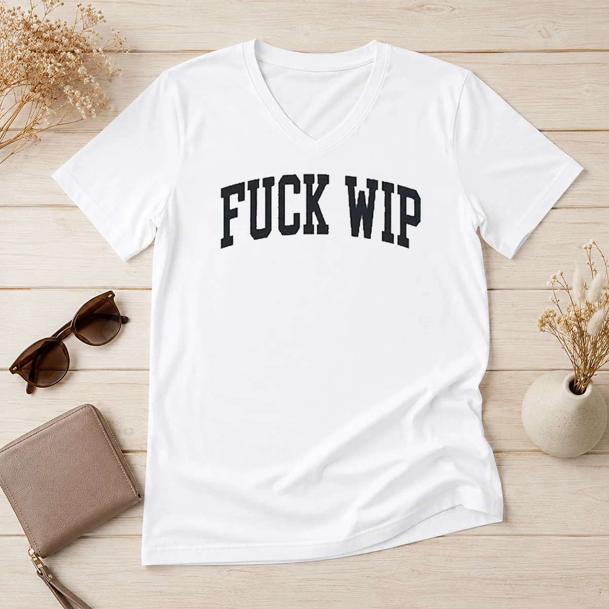 Original Tom Stakes Fck Wip V-Neck Shirt Original Tom Stakes Fck Wip V-Neck Shirt