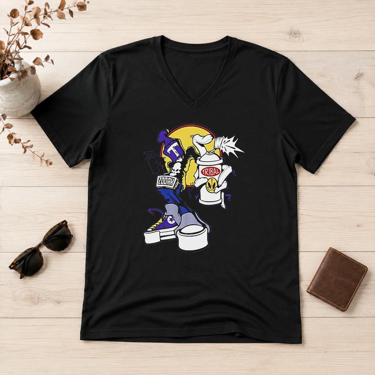Original Tribal Zodak Graffiti Artist Streetwear V-Neck Shirt Original Tribal Zodak Graffiti Artist Streetwear V-Neck Shirt
