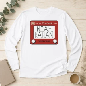 Premium Noah Kahan Great American Ball Park Cincinnati Reds Sticker July 01 2026 long sleeve shirt in white with graphic print