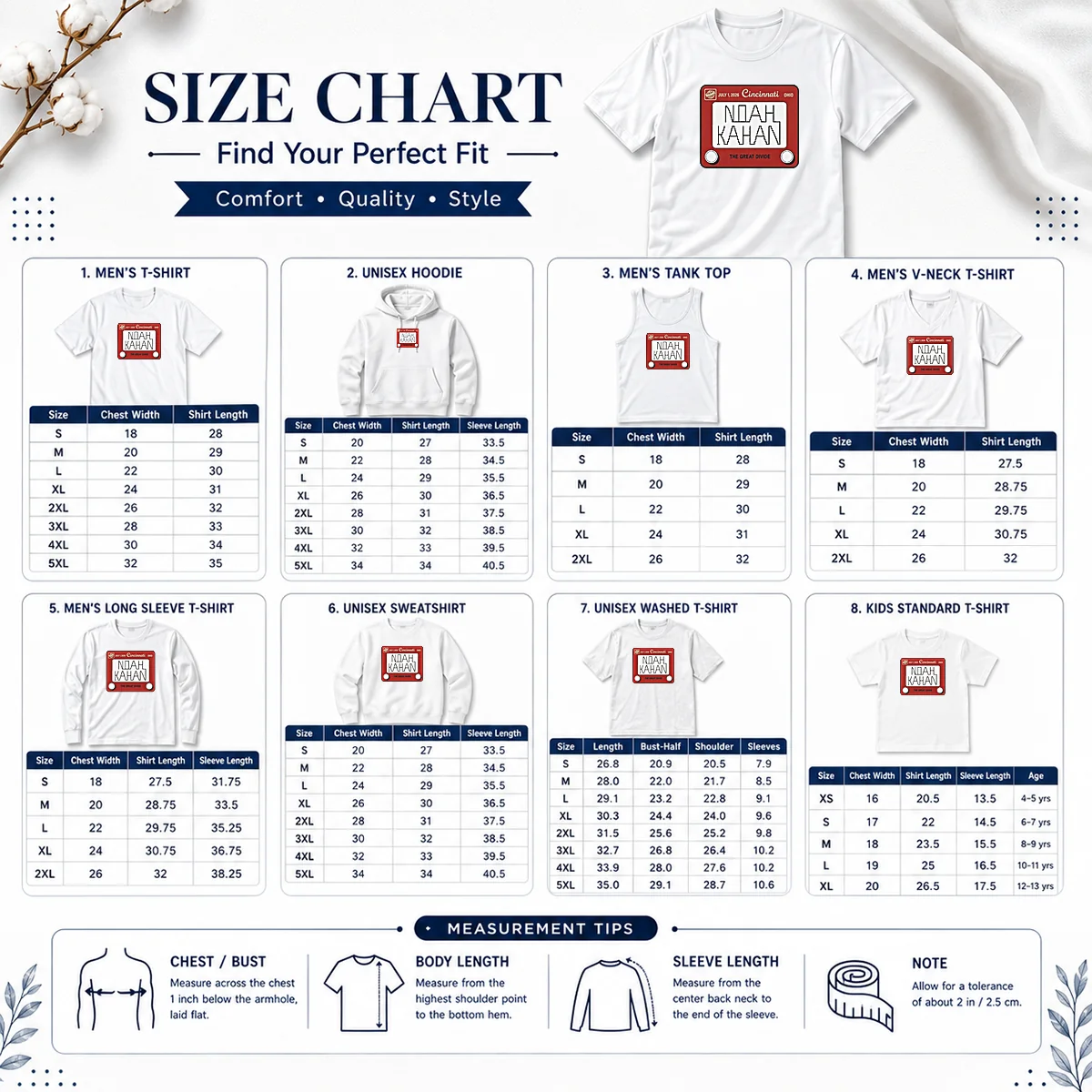 Premium Noah Kahan Great American Ball Park Cincinnati Reds Sticker July 01 2026 Size Chart Size chart for Premium Noah Kahan Great American Ball Park Cincinnati Reds Sticker with measurements in inches and cm