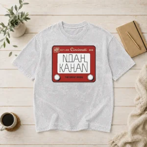Premium Noah Kahan Great American Ball Park Cincinnati Reds Sticker July 01 2026 printed on a washed t shirt