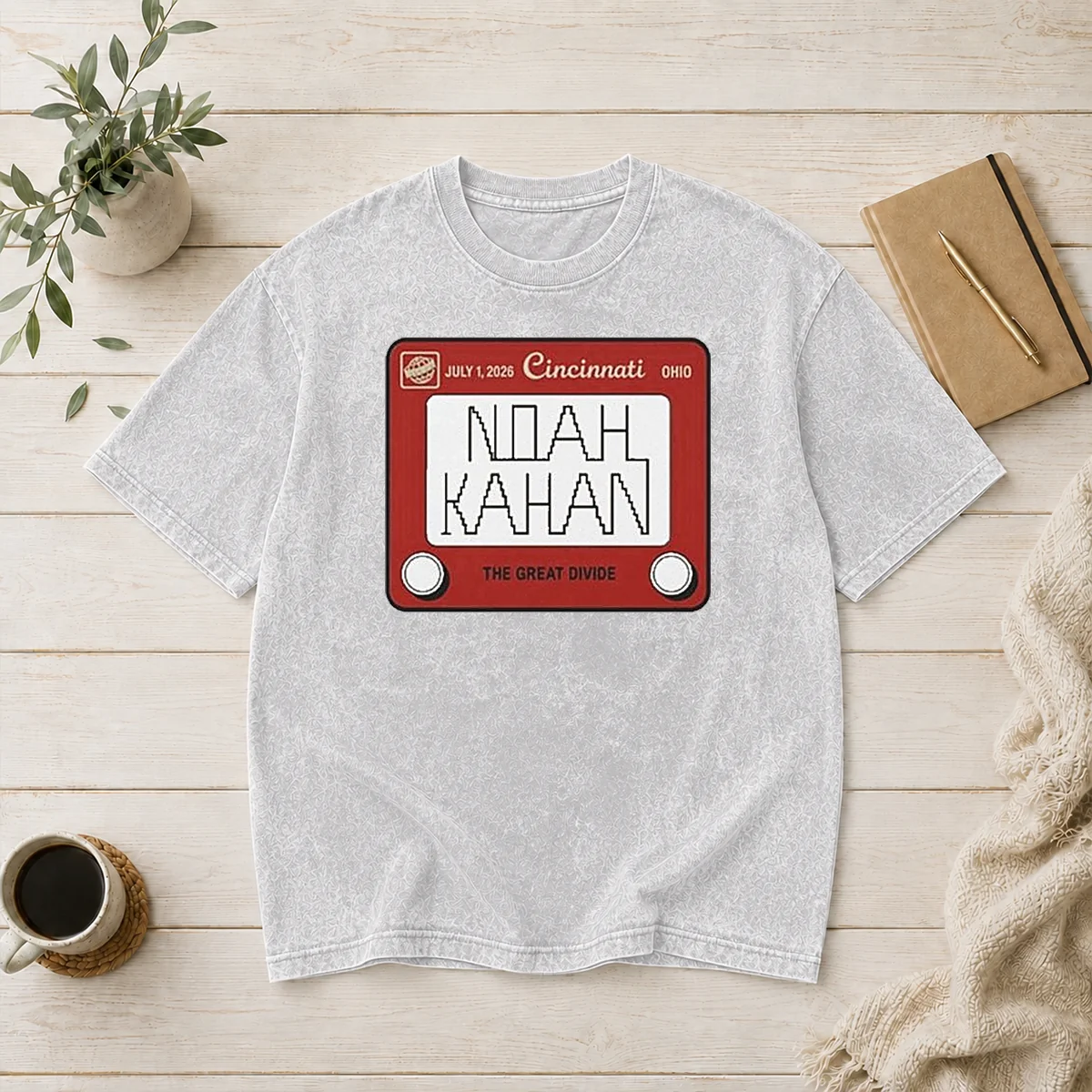 Premium Noah Kahan Great American Ball Park Cincinnati Reds Sticker July 01 2026 printed on a washed t shirt