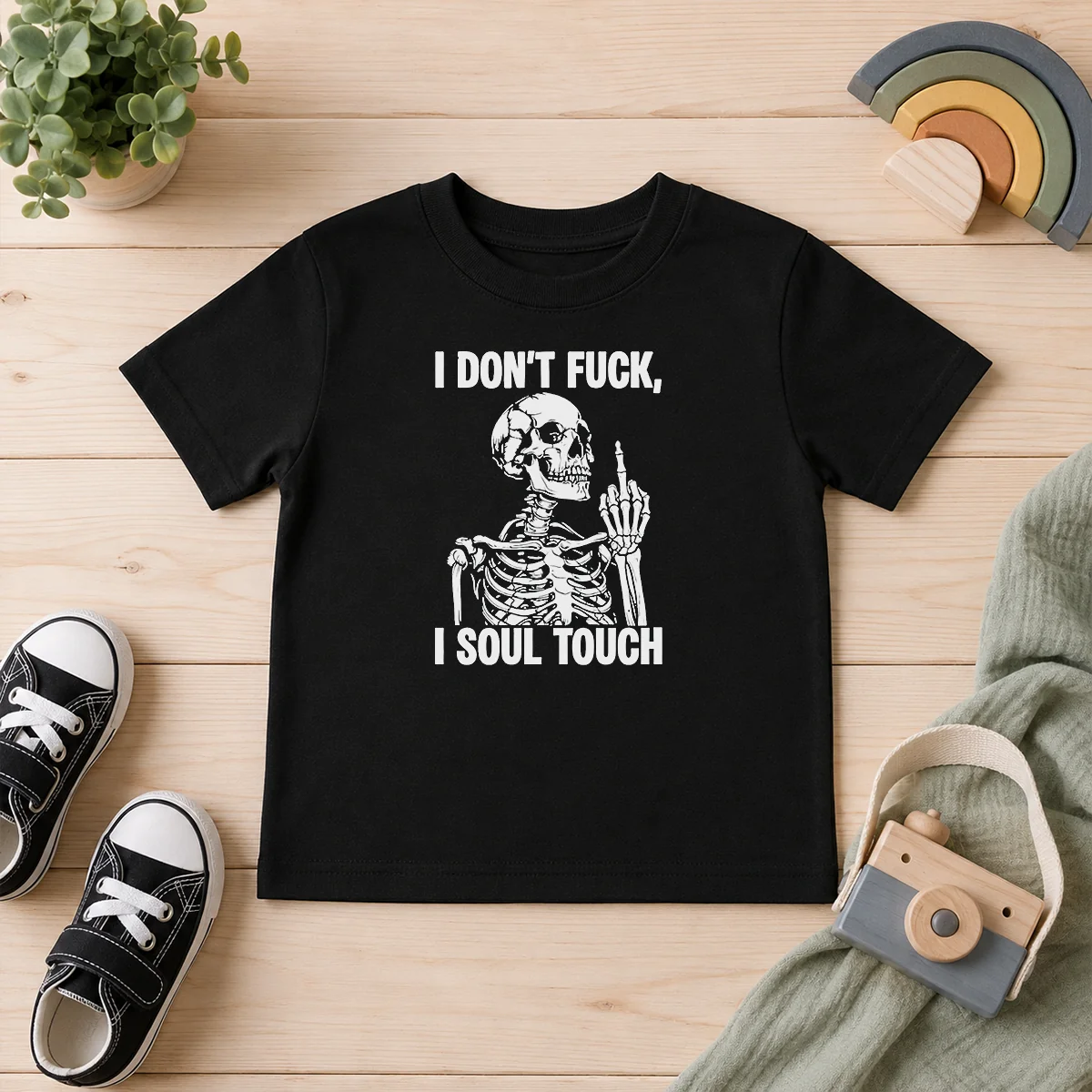 Premium Skeleton I Dont Fck I Soul Touch Kids T-Shirt