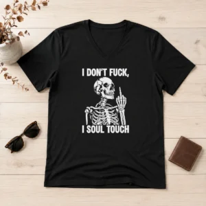 Premium Skeleton I Dont Fck I Soul Touch V-Neck Shirt