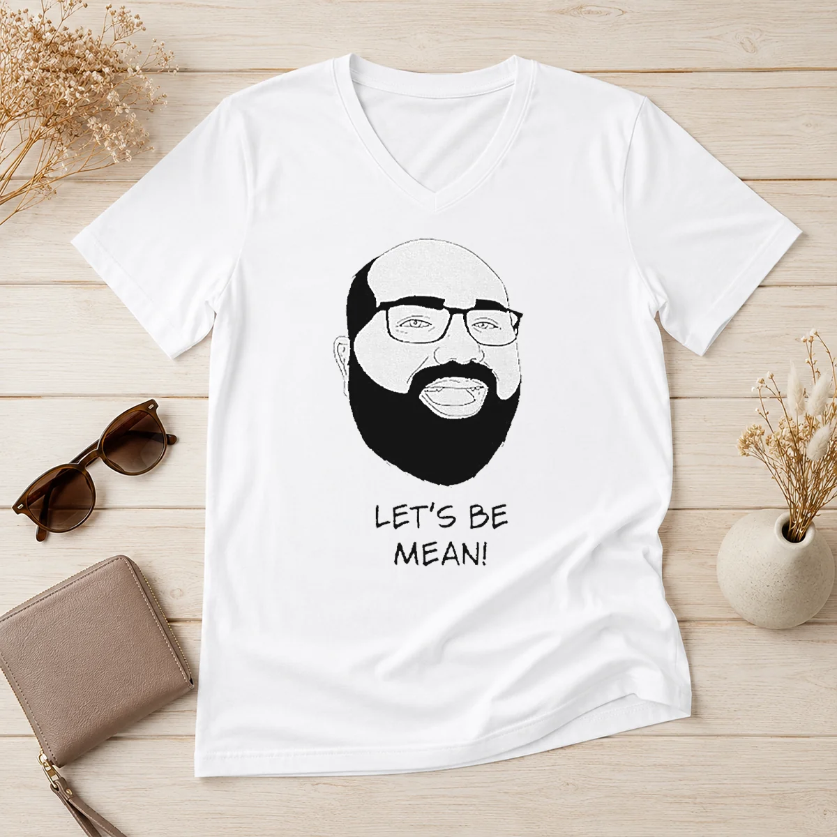 Pretty Michael Stevens Lets Be Mean V-Neck Shirt Pretty Michael Stevens Lets Be Mean V-Neck Shirt