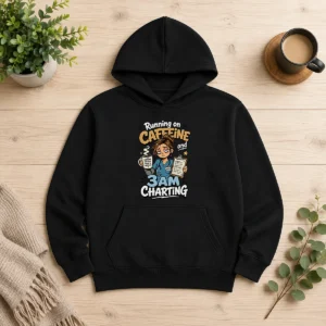 Tired Nurse Running on Caffeine Cartoon Hoodie