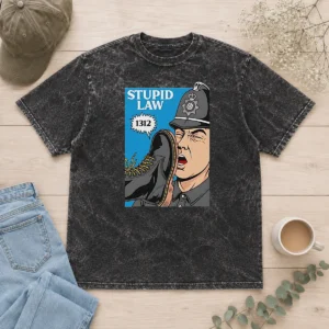 Top Hot Police Stupid Law Washed T-Shirt