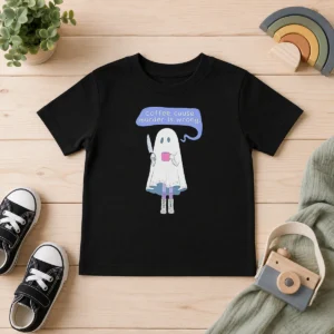 Top Nice Ghost Holding Coffee Cause Murder Is Wrong Kids T-Shirt