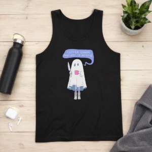 Top Nice Ghost Holding Coffee Cause Murder Is Wrong Tank Top