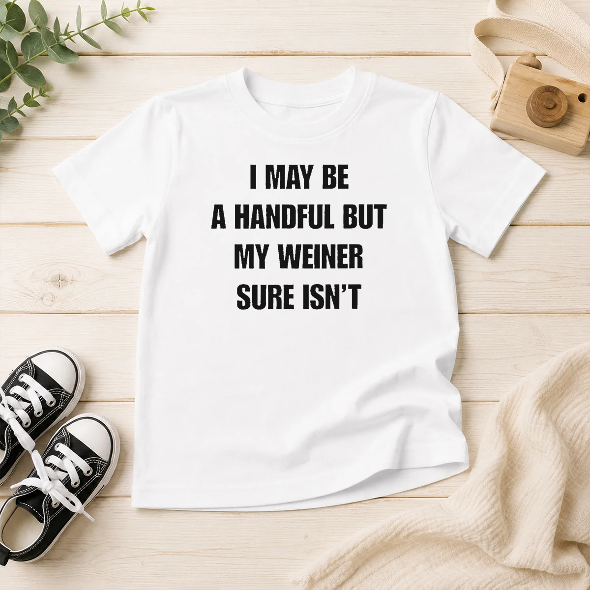 Top Pretty Sarcastic Adult Humor Handful But My Weiner Sure Isnt Kids T-Shirt
