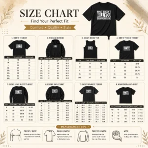 Size chart for Top What Doesn'T Kill You Disappoints Me with measurements in inches and cm