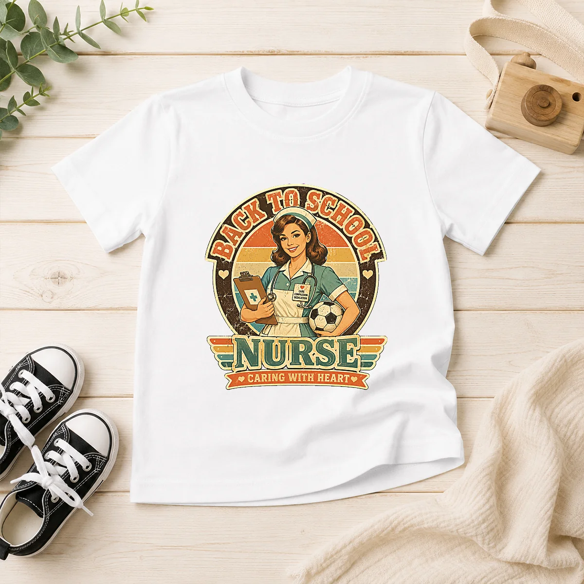 Vintage Nurse Back to School Caring Gift Kids T-Shirt