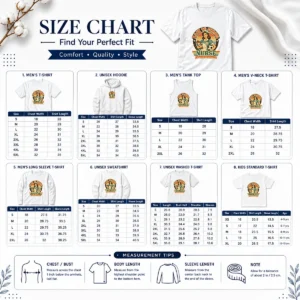 Size chart for Vintage Nurse Back to School Caring Gift Shirt with measurements in inches and cm.
