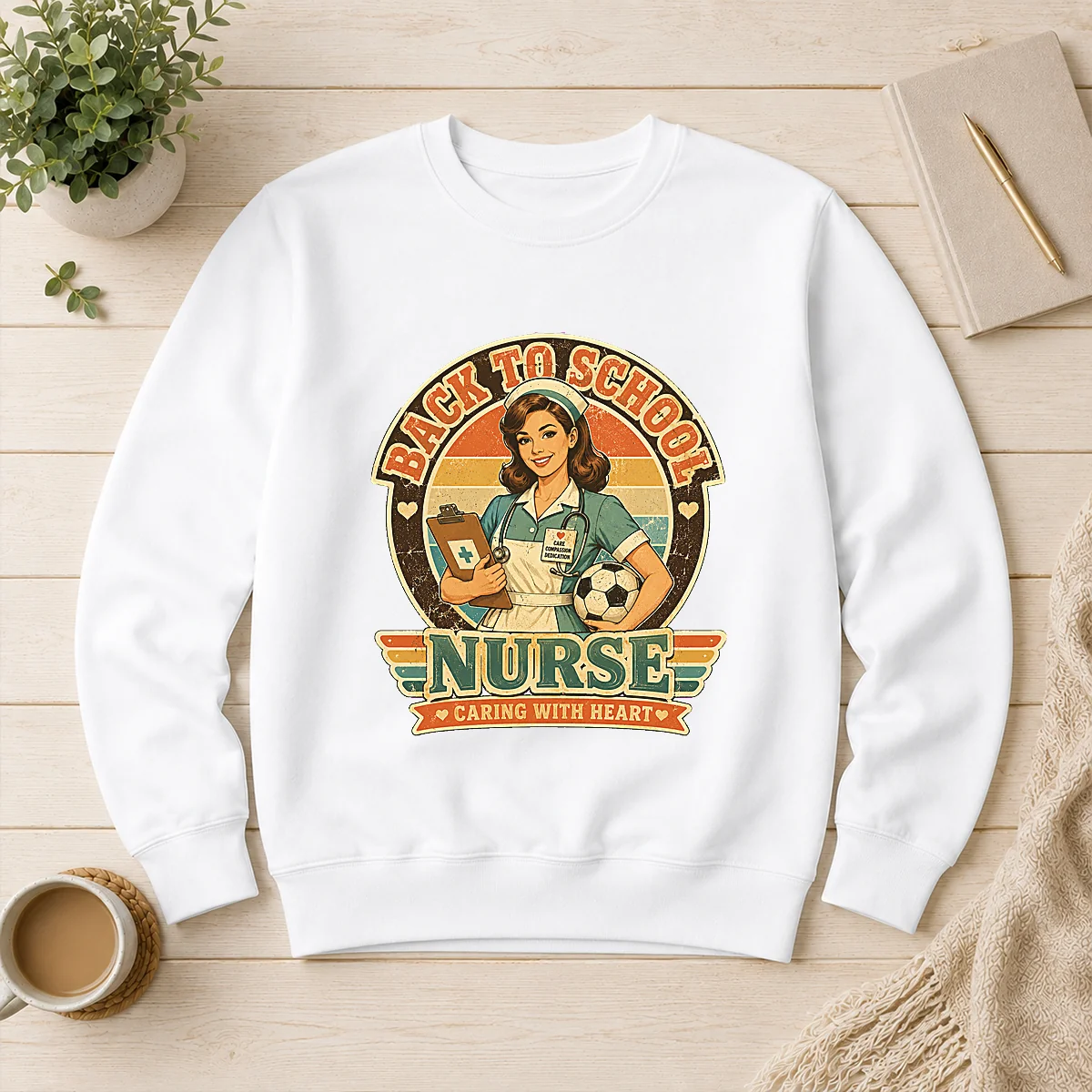 Vintage Nurse Back to School Caring Gift Sweater