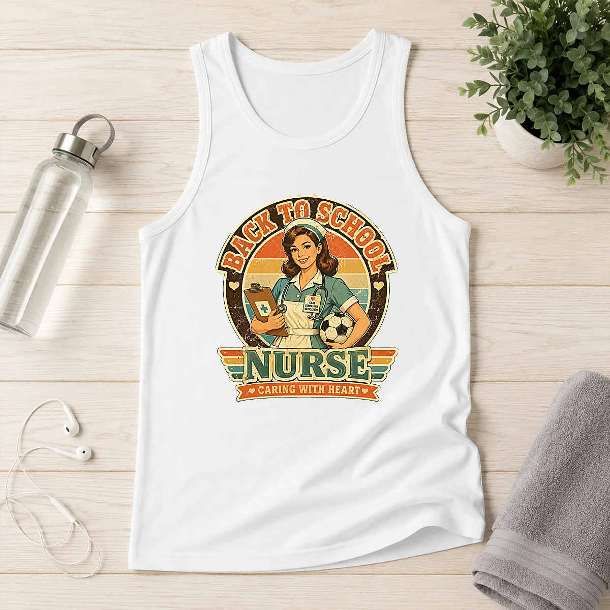 Vintage Nurse Back to School Caring Gift Tank Top